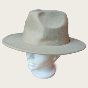 Classic Neutral Wide-Brim Fedora Hat - Beige